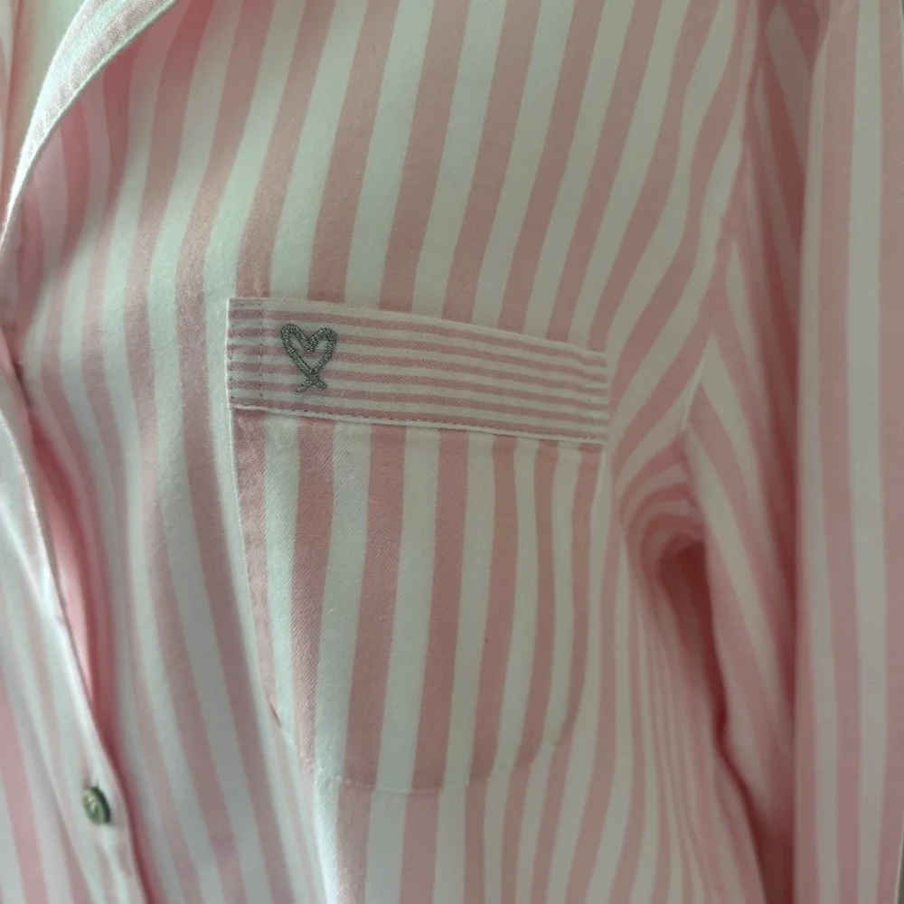 Victoria Secret  HERITAGE COTTON LONG PAJAMA TOP Size L - Picture 2 of 8